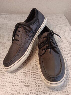 Sebago men's 'Winhall' dark gray leather boat deck shoes sz 12 Medium